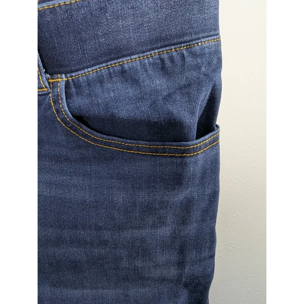 Betabrand‎ Dress Pant Yoga Jeans Womens Large Petite Dark Wash Straight Leg Blue